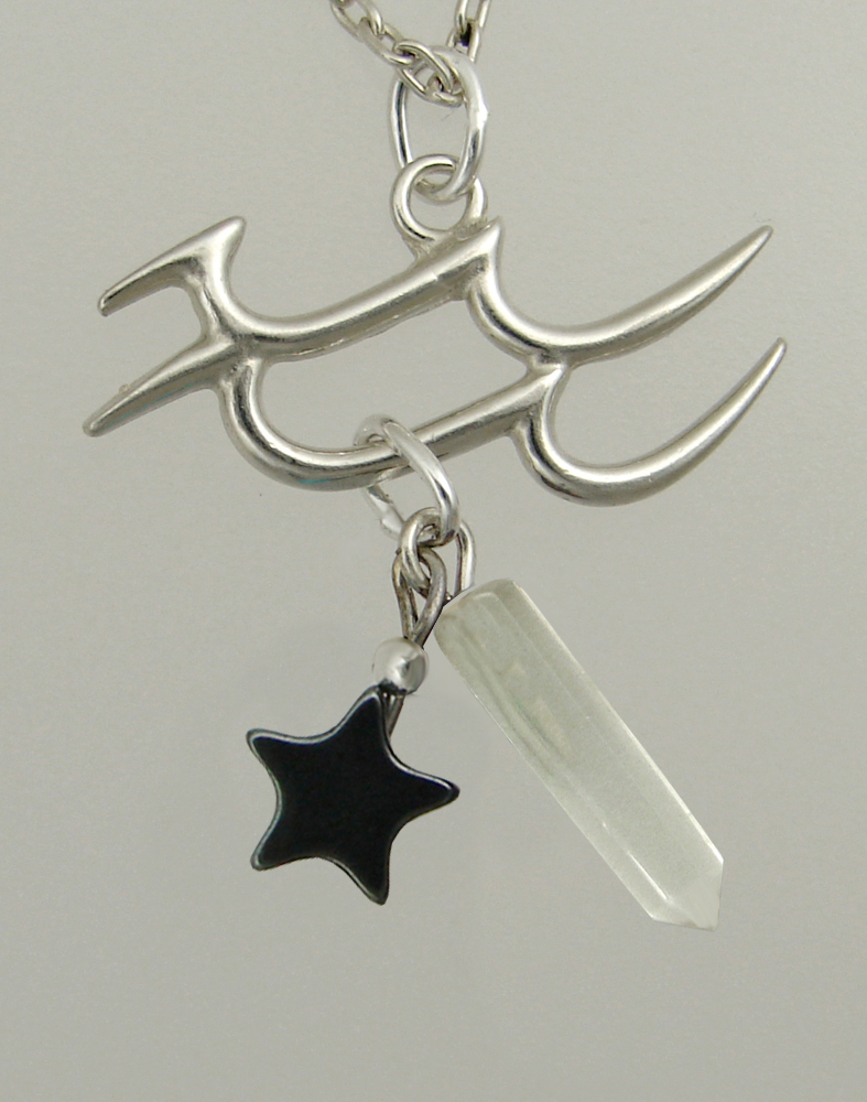 Sterling Silver Virgo Pendant Necklace With an Clear Crystal And a Black Onyx Star